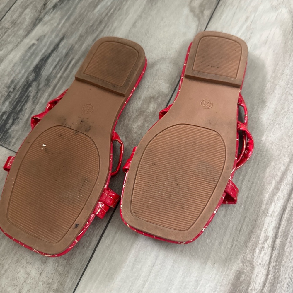 Red Croc-Embossed Slide Sandals - Women - Picture 2 of 2